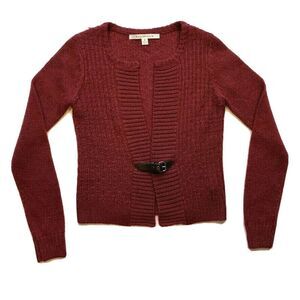 NEW Max Studio Wool Alpaca Blend Buckle Open Front‎ Cardigan Sweater Chunky M